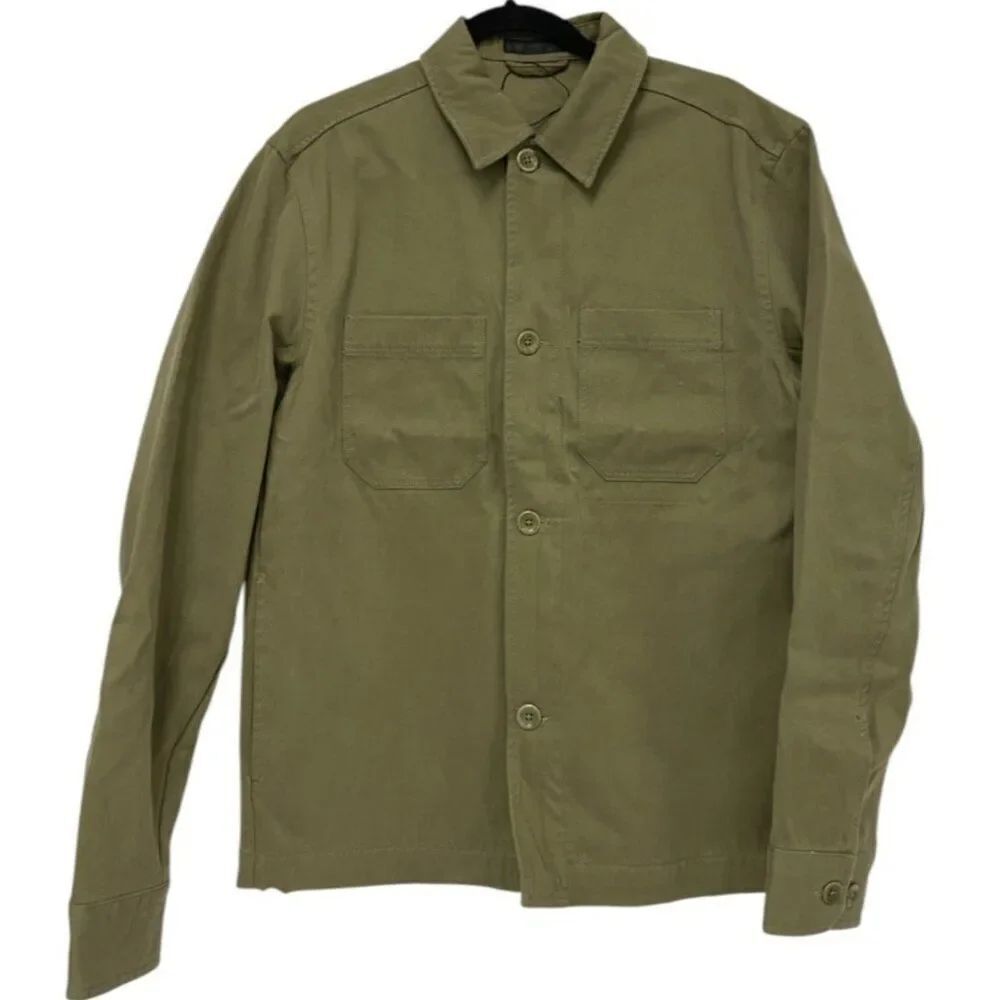 Zara Mens Overshirt Jacket Medium M Military Green Regular Fit Long Sleeve NWOT